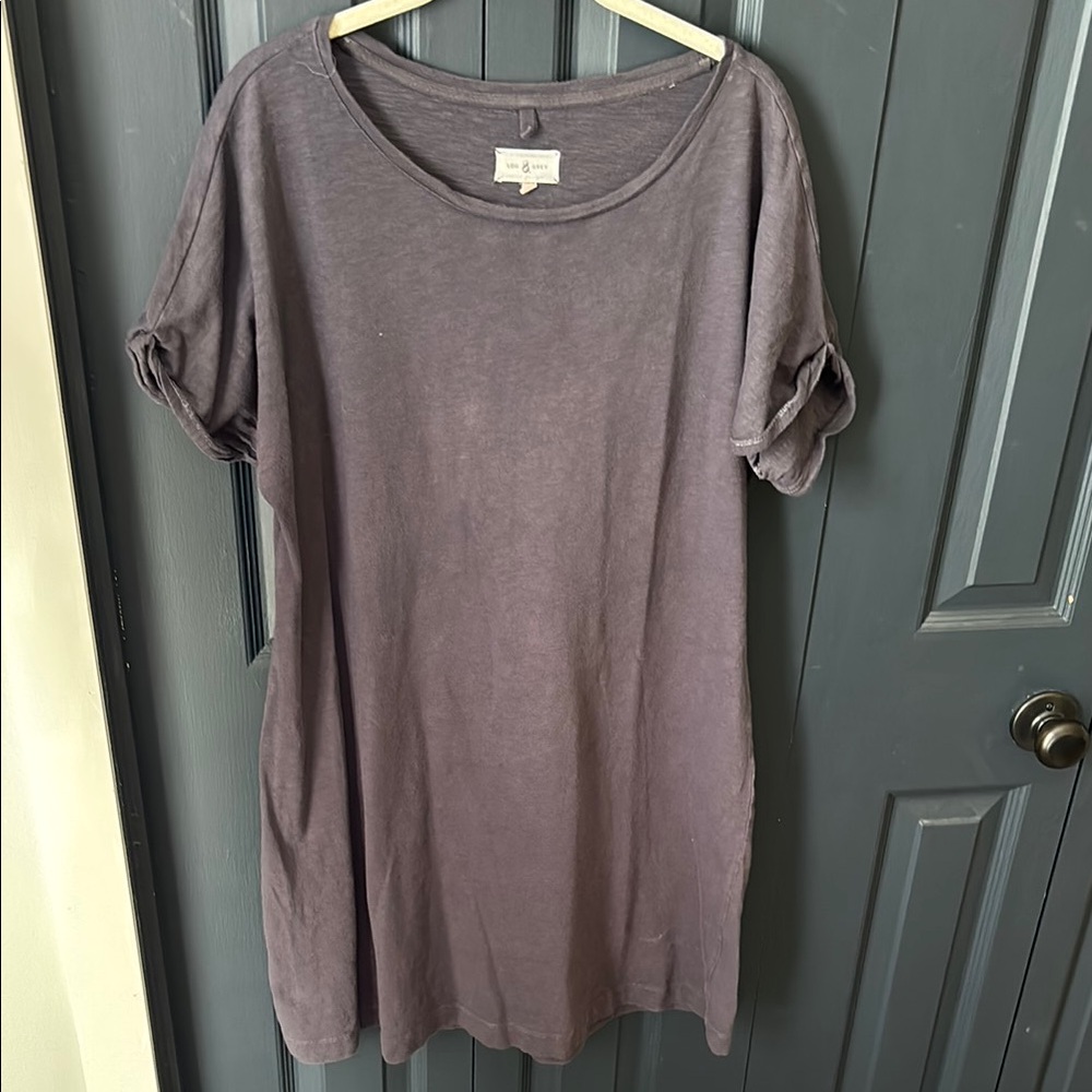 Lou & Grey LOFT Casual Gray T-shirt Dress slub knit